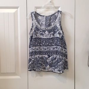 flowy navy blue and white tank top